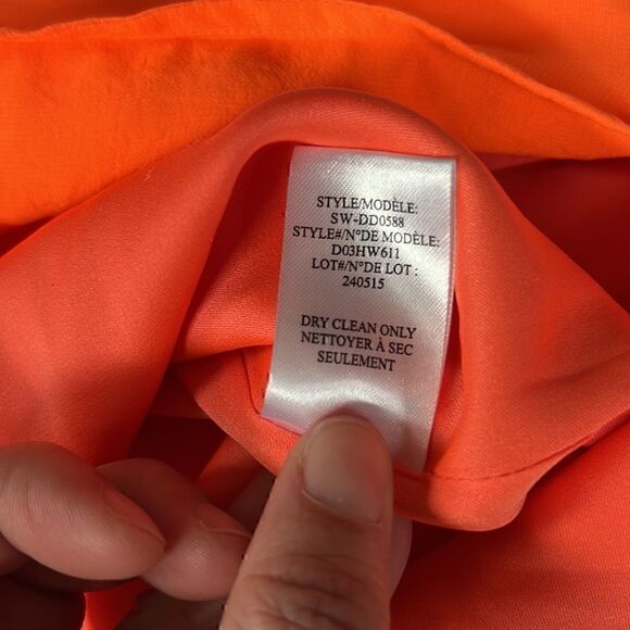 Helmut Lang Chroma Drape Neon Sunburn Silk Blend Strappy Mini Dress Size 2 NWT - Picture 8 of 14